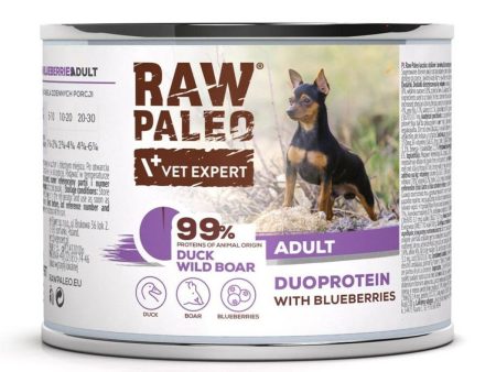 Wet food VETEXPERT RAW PALEO Duoprotein Duck & Boar Adult 200 g For Sale