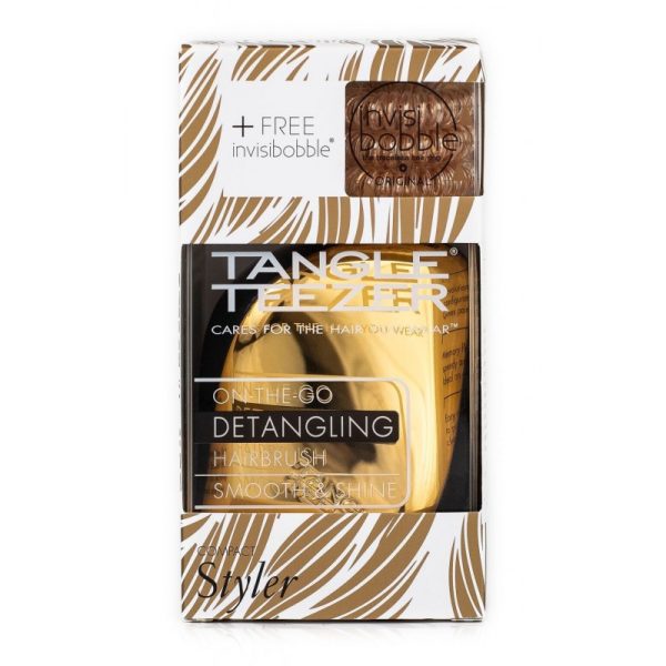 Plaukų šepetys Tangle Teezer Compact Styler Bronze ir gumytė plaukams Invisibobble TTIBBR Cheap