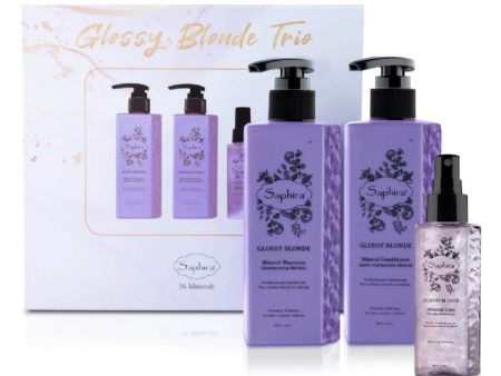 Plaukų priežiūros priemonių rinkinys šviesiems plaukams Saphira Glossy Blonde Trio, SAFGBTBOX Discount