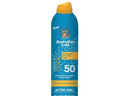 Australian Gold SPF50 Active vėsinanti purškiama apsaugos nuo saulės priemonė 177ml Online now