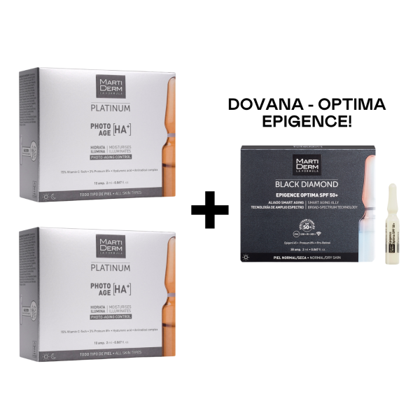 Perkant 2 MARTIDERM PHOTO AGE HA (10 vnt.) pakuotes, DOVANA -  EPIGENCE OPTIMA SPF 50+ AMPULĖS (10 vnt.) on Sale